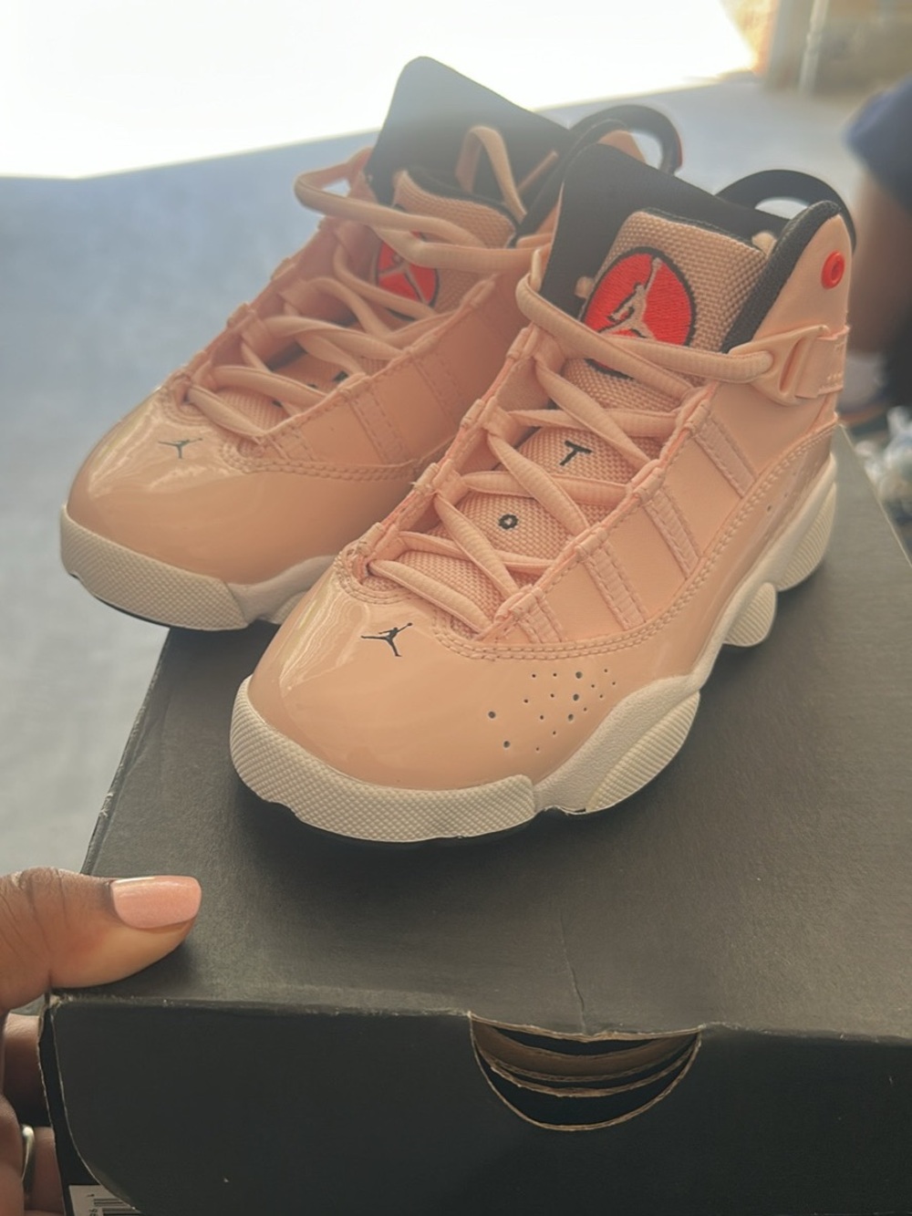 Jordan Girls' Patent Pink High-Top Sneakers
